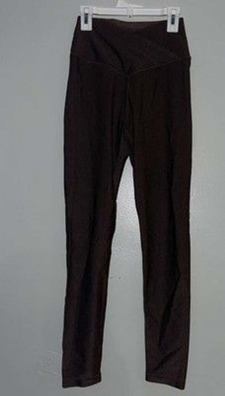 Offline By Aerie Fitted Cross Waist Leggings Ribbed Metallic Bronze/Brown Medium